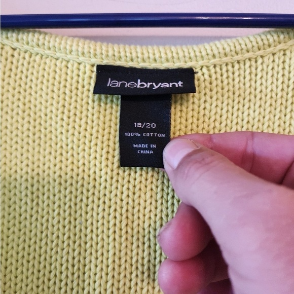 Lane Bryant Womens 18/20 Sweater Pullover Green V Neck Knit L/S Cotton - Picture 3 of 3